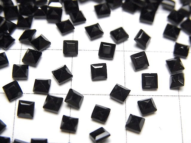 高品質黑色尖晶石 AAA 級 刻面方形裸石 3x3mm 10顆