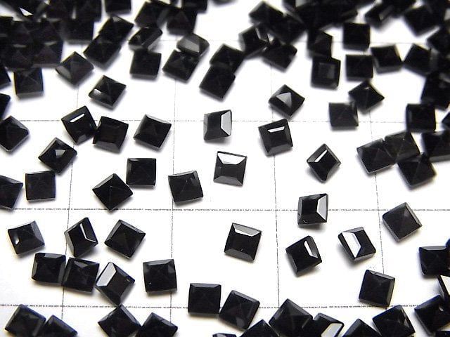 Hochwertiger schwarzer Spinell AAA Lose Stein Quadrat Facettiert 3x3mm 10 Stück