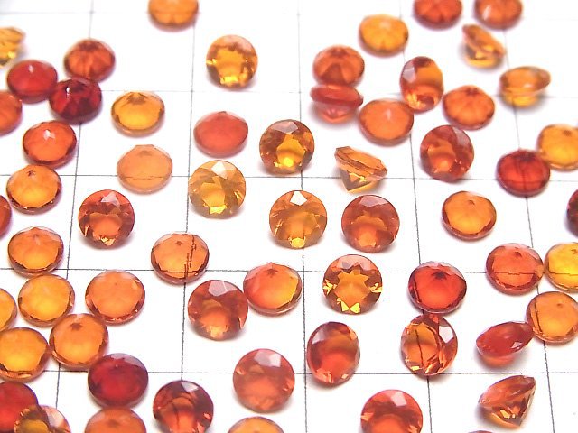 Hochwertiger mexikanischer Opal (Feueropal) AAA lose Stein rund facettiert 5x5mm 2 Stück