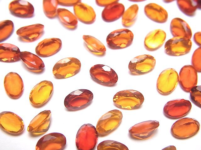 高品質墨西哥蛋白石 (火蛋白石) AAA 裸石 橢圓形刻面 6x4mm 2顆