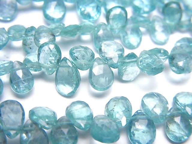 高品質磷灰石 AA++ 梨形刻面錐形珠半串或一串(約7英吋/18公分)