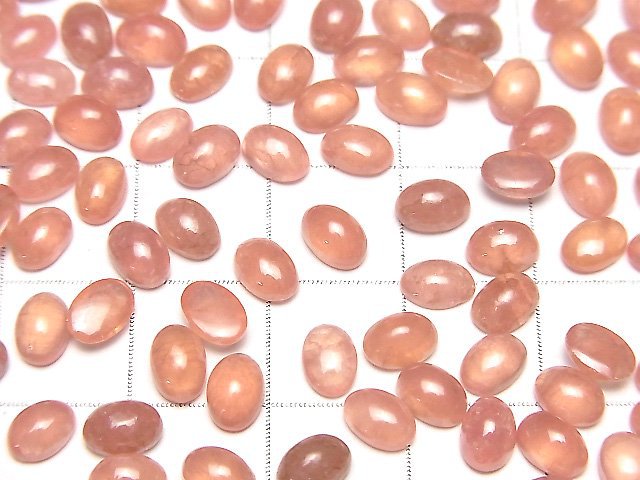 Peruanischer Rhodochrosit AAA ovaler Cabochon 6x4mm 5 Stück