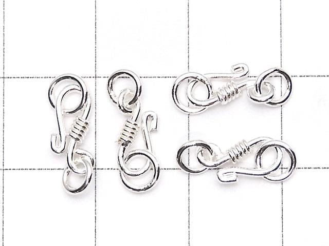 Silver 925 Jump Ring with U-Hook, 10x4mm, White Silver, 2pcs