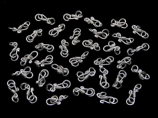 Silver 925 Jump Ring with U-Hook, 10x4mm, White Silver, 2pcs