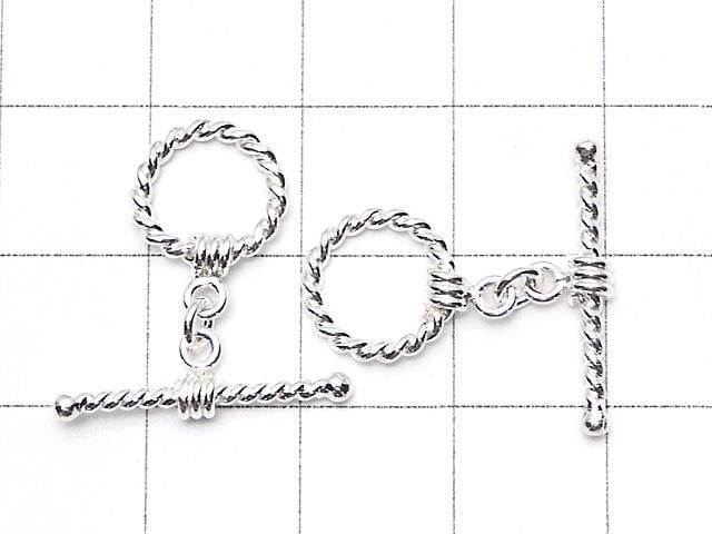Silver925 Toggle (Twisted Pattern) White Silver 1pc