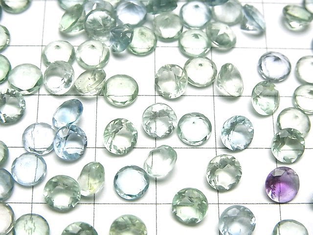 Hochwertiger grüner Fluorit AAA lose Stein rund facettiert 6x6mm 5 Stück
