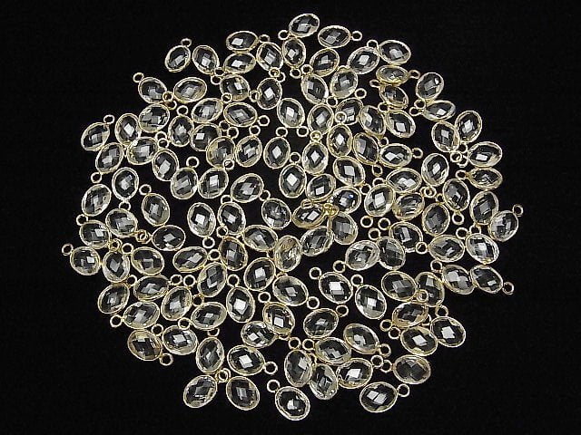 Hochwertiger weißer Topas AAA Zargenfassung facettierter ovaler 9x7mm 18KGP 3 Stück