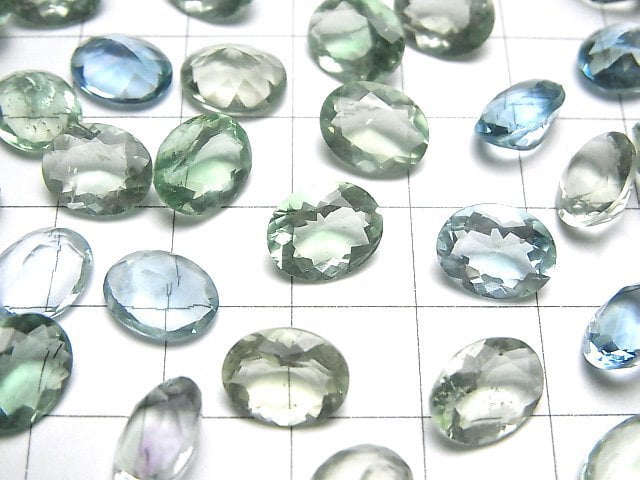 Hochwertiger grüner Fluorit AAA lose Stein oval facettiert 10x8mm 3 Stück