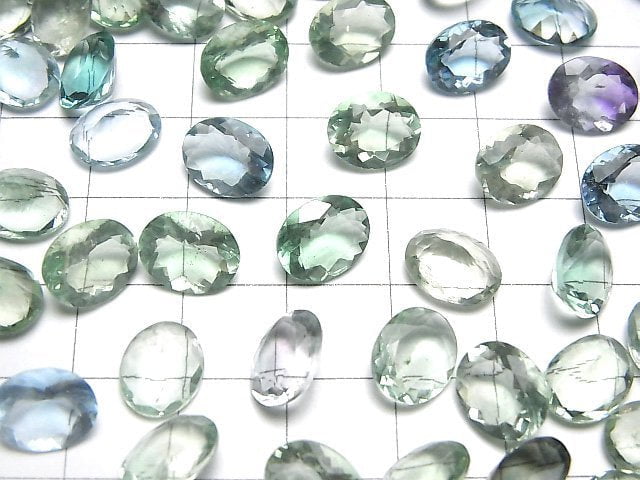 Hochwertiger grüner Fluorit AAA lose Stein oval facettiert 10x8mm 3 Stück