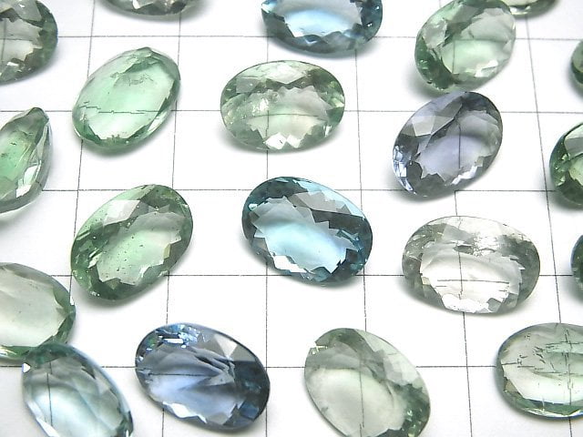 Hochwertiger grüner Fluorit AAA lose Stein oval facettiert 14x10mm 2 Stück