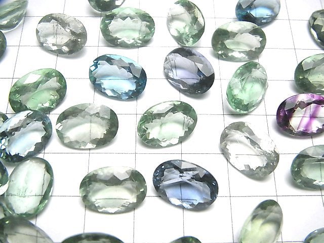 Hochwertiger grüner Fluorit AAA lose Stein oval facettiert 14x10mm 2 Stück