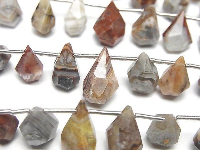 拉古納蕾絲瑪瑙原石水滴刻面梨形墜飾 1串珠子 (20顆)