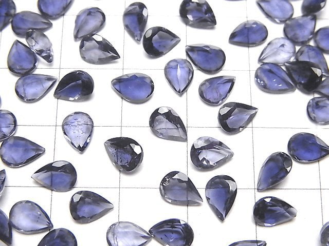 Hochwertiger Iolith AA++ lose Stein Tropfenform facettiert 7x5mm 5 Stück