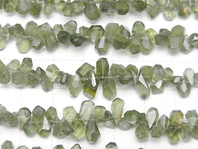 Grüner Apatit AA Roh Drop Facettiert Briolette 1Strang Perlen (ca. 4Zoll/9cm)