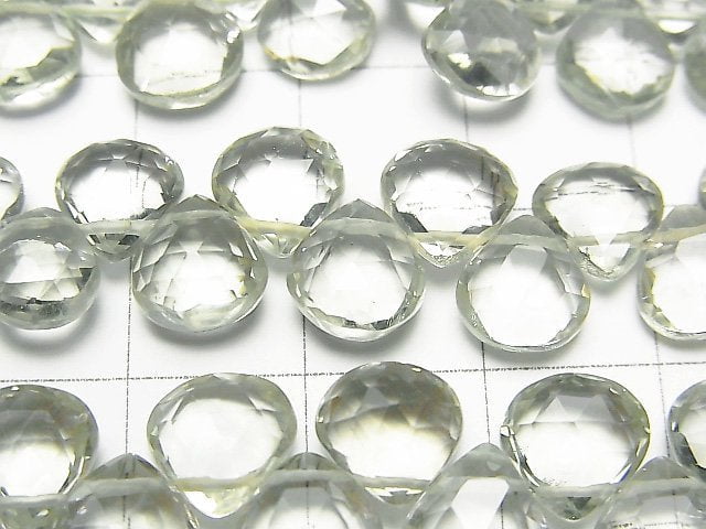 優質綠紫水晶 AAA 栗子刻面梨形半串或 1 串珠子 (約 7 英寸/19 公分)