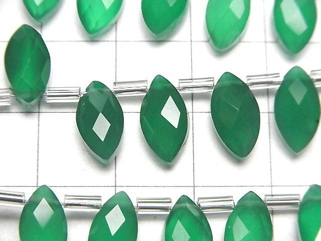 High Quality Green Onyx AAA Marquise Faceted Briolette 12x6mm 1strand beads (12pcs )