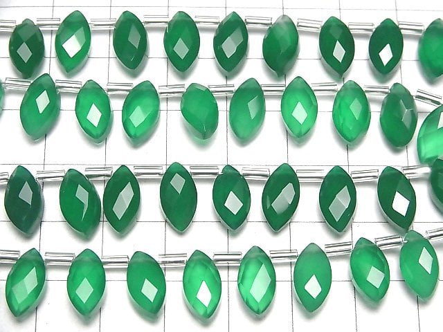 High Quality Green Onyx AAA Marquise Faceted Briolette 12x6mm 1strand beads (12pcs )