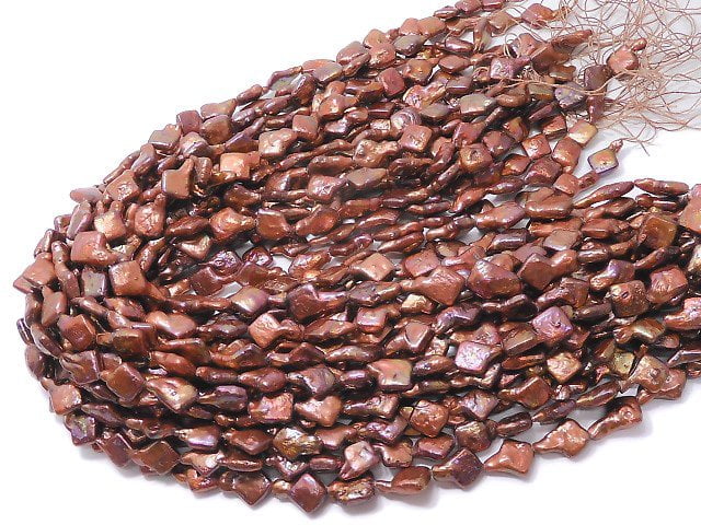 Süßwasserperle AA Keshi-Perle Diamant-Barock metallisch rot 1 Strang Perlen (ca. 15 Zoll/37 cm)