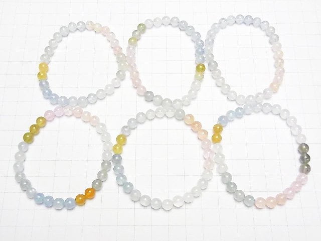 Berylmix (multicolor Aquamarin) AAA- rund 6,5mm Farbverlauf Armband