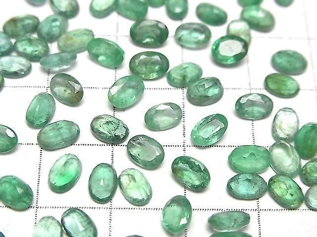 Zambia Hochwertiger Smaragd AAA- Lose Steine Oval Facettiert 6x4mm 2Stk