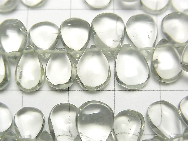 高品質綠紫水晶 AAA 級 - 梨形(平滑)1串珠子(約7英寸/18公分)