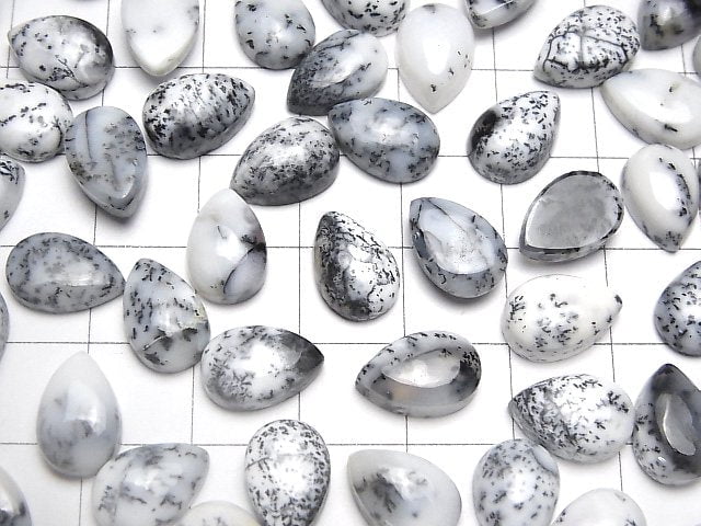 Dendritischer Opal Tropfenform Cabochon 12x8mm 5 Stück