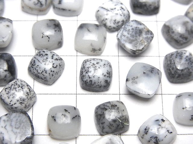 樹枝狀蛋白石方形素面切割寶石 8x8公釐 5顆