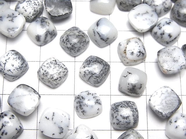 Dendritischer Opal quadratische Cabochon 8x8mm 5 Stück