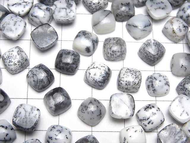 Dendritischer Opal quadratische Cabochon 8x8mm 5 Stück