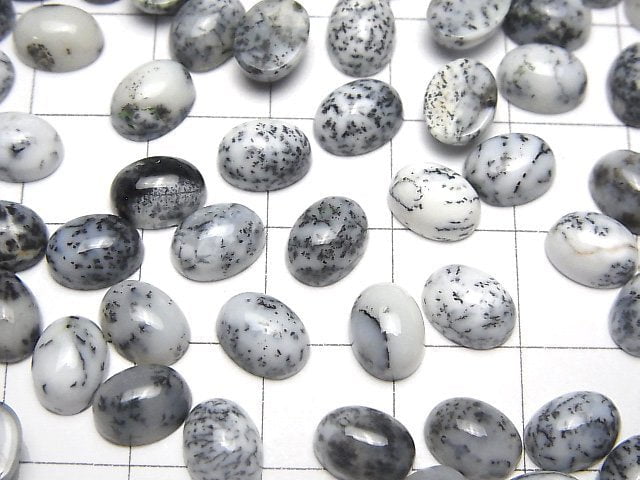Dendritischer Opal ovale Cabochon 8x6mm 10 Stück