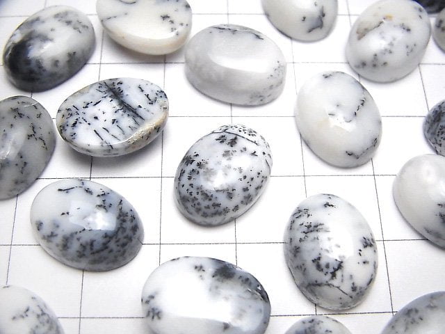 Dendritischer Opal ovale Cabochon 16x12mm 2 Stück