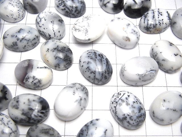 Dendritischer Opal ovale Cabochon 16x12mm 2 Stück