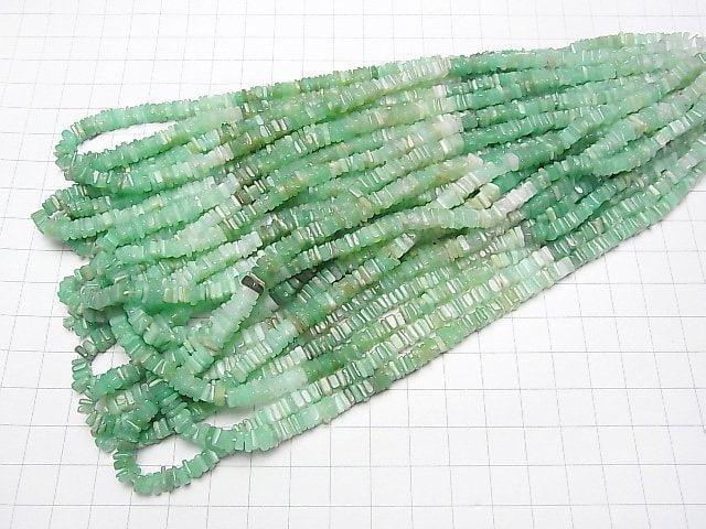 Chrysopras AA quadratisch Rondelle (Scheibe) halb oder 1 Strang Perlen (ca. 16 Zoll/40 cm)