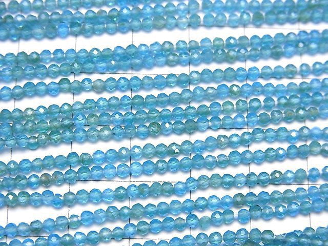Hochwertig! Neonblauer Apatit AA++ facettierte runde 2mm 1 Strang Perlen (ca. 12 Zoll/30 cm)