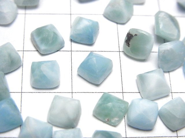拉利瑪海紋石 沸石 AA++ 糖塊式切割 6x6公釐 5顆