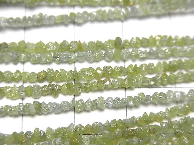 綠色鑽石切片(小塊)半串或一串珠(約17英吋/42公分)