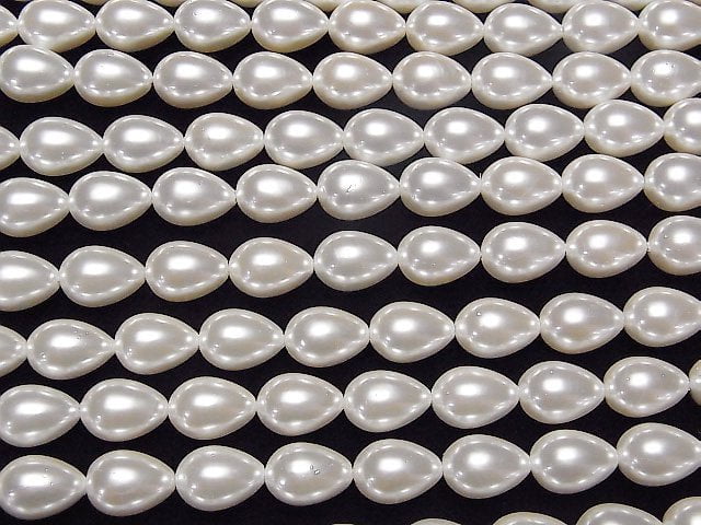 Muschelperle weiße Tropfen 14x10x10mm 1 Strang Perlen (ca. 15 Zoll/37 cm)