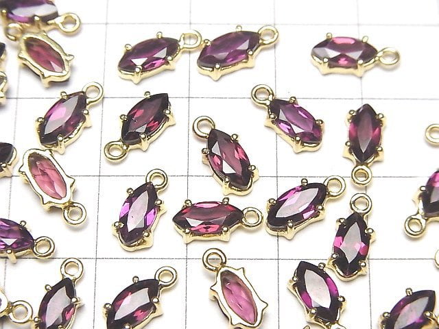 Hochwertiger Rhodolith Granat AAA Zargenfassung Marquise Facettiert 8x4mm 18KGP 2 Stück