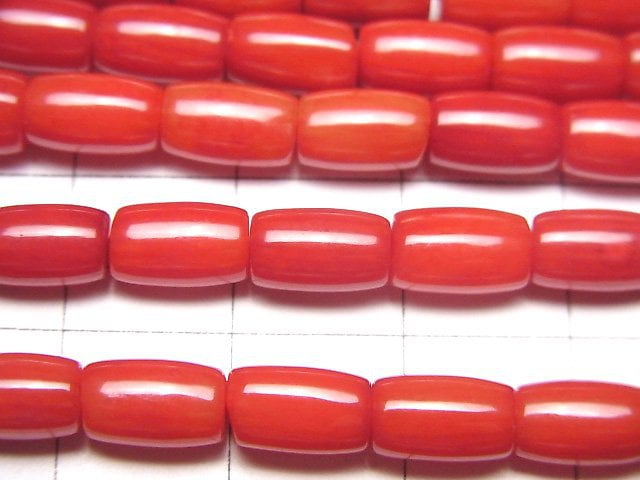 紅珊瑚 (染色) 管珠 8x5x5mm 1串 (約15英吋/38公分)