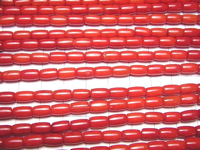 Rote Koralle (gefärbt) Tube 8x5x5mm 1 Strang Perlen (ca. 15 Zoll/38 cm)