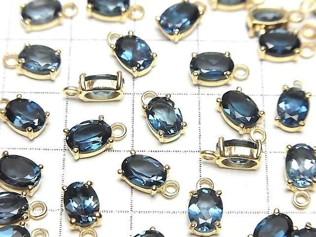 Hochwertiger London Blue Topas AAA Fassung Oval Facettiert 7x5mm 18KGP 2Stück