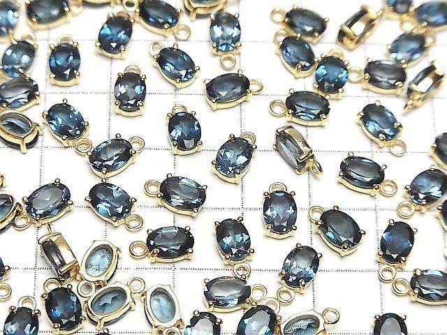 Hochwertiger London Blue Topas AAA Fassung Oval Facettiert 7x5mm 18KGP 2Stück