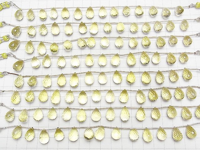 Hochwertiger Zitronenquarz AAA Tropfenform Facettiert Briolette halb oder 1Strang Perlen (12Stück)