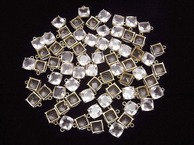 Hochwertiger Rosenquarz AAA Fassung Quadrat Facettiert 8x8mm 18KGP 1Stück