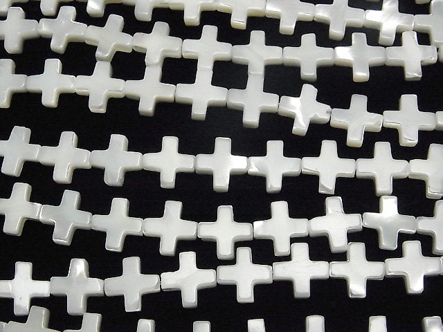 Perlmutt MOP Weißes Kreuz 10x10mm 1Strang Perlen (ca. 15 Zoll/37 cm)