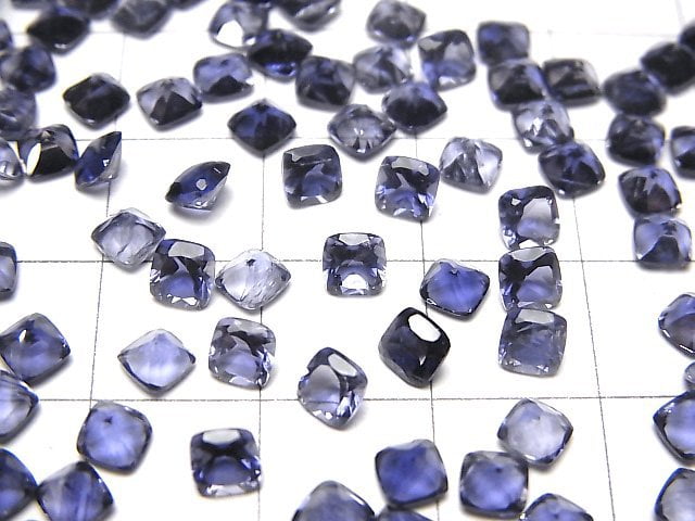 Hochwertiger Iolith AAA lose Steine quadratisch facettiert 4x4mm 5 Stück