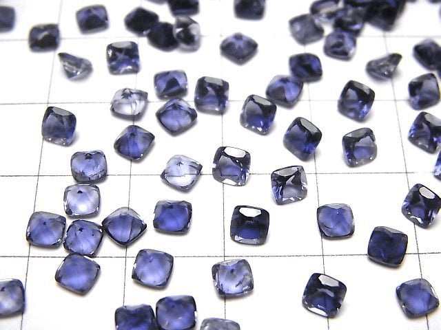 Hochwertiger Iolith AAA lose Steine quadratisch facettiert 4x4mm 5 Stück