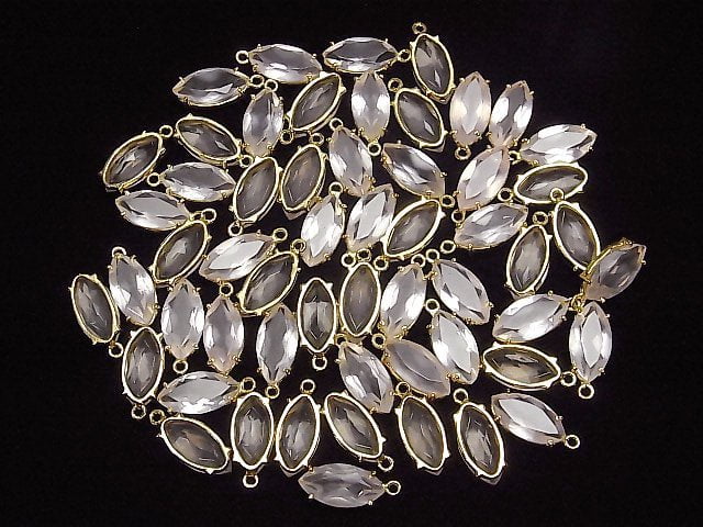 Hochwertiger Rosenquarz AAA Fassung Marquise Facettiert 14x7mm 18KGP 1Stück