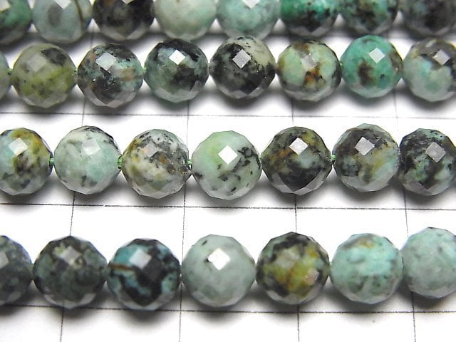 高品質!非洲綠松石刻面圓珠 6mm 一串(約15英吋/36公分)