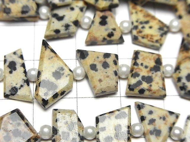 達爾馬提亞碧玉原石切面刻面珠(約7英寸/18公分)一串